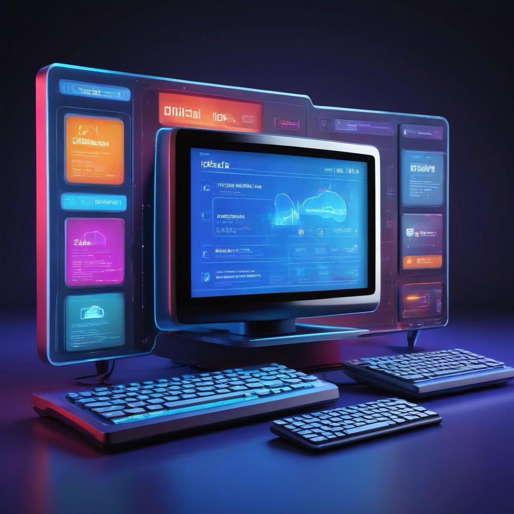 A timeline of internet evolution from the early days of dial-up to modern high-speed broadband shown on a futuristic digital interface, including key events and icons like Web 1.0, Web 2.0, and Web 3.0, with old computers and smartphones. vibrant colors. 3D. futuristic style.